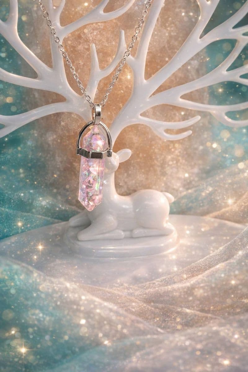 Pendentif rose a paillette et fluorescent — visuel 1